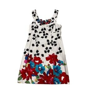 Robbie Bee Knee Length Dress Womens Size 10 Multicolor Floral Sleeveless Cotton